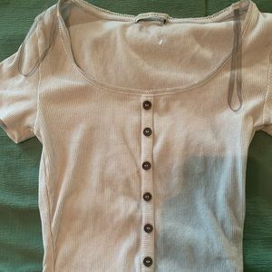 white button down top